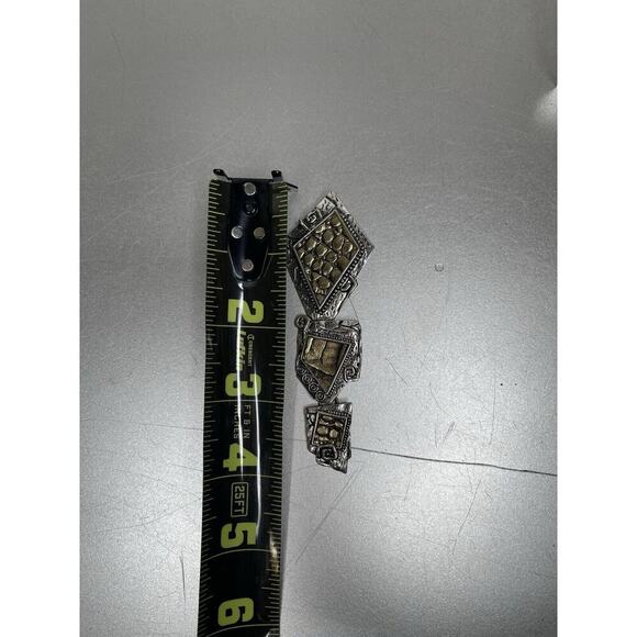 Two Tone Gold Silver Asymmetrical Necklace Pendant Statement Piece Unique - Picture 4 of 4